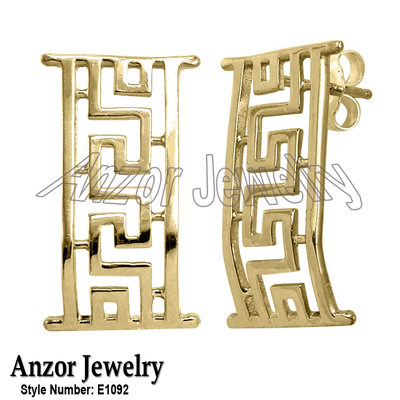 14k Yellow Gold Greek Earrings E1092