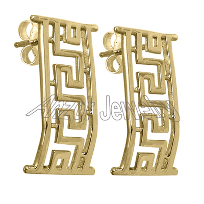 14k Yellow Gold Greek Earrings E1092