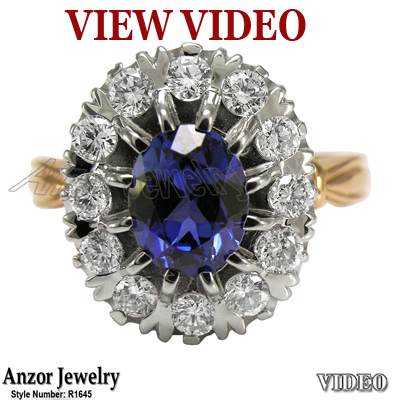 Russian Style Tanzanite Diamond Ring 14K 585 R1645