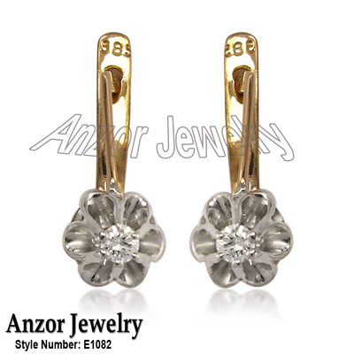 Russian Style Children's Diamond Earrings 585 E1082