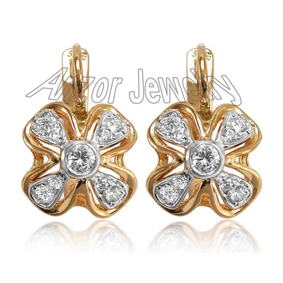 Russian Style Genuine CZ Silver Earrings E1085