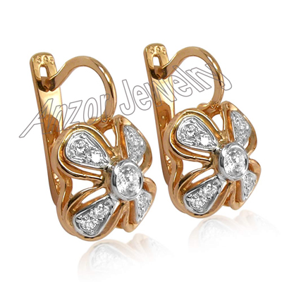 Russian Style Genuine CZ Silver Earrings E1085