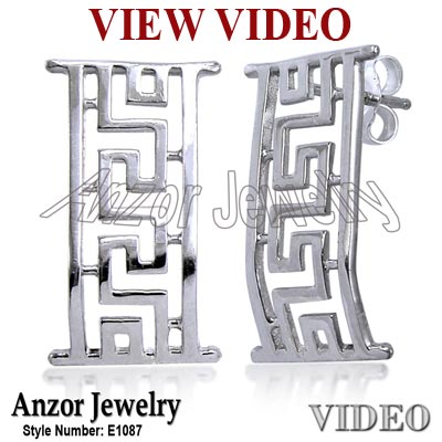 Sterling Silver Greek Design Earrings E1087 Sterling Silver Greek Design Earrings E1087