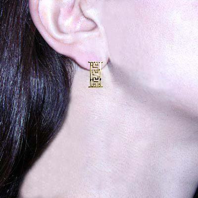 18k Yellow Gold Greek Earrings E1093