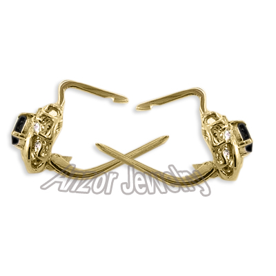 Russian Style Black and white Diamond Earrings 585 E1095