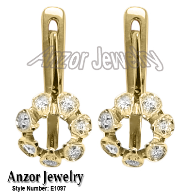 14k Russian Style Semi-Mount Diamond Earrings E1097 14k Russian Style Semi-Mount Diamond Earrings E1097