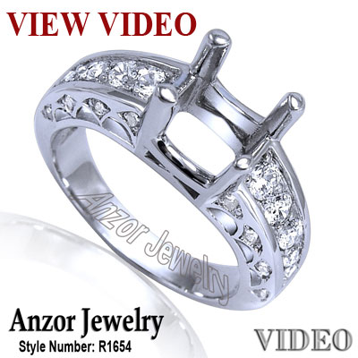 18k White Gold Diamond Semi-Mount Ring r1654