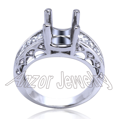 18k White Gold Diamond Semi-Mount Ring r1654