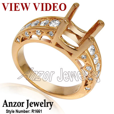 14k Rose Gold Diamond Ring Setting #R1661