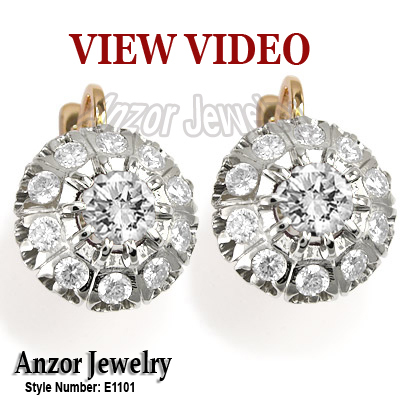 Russian Style White Sapphire Earrings 585 E1101