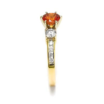 Orange Sapphire and Diamond 18k Gold Ring R1677