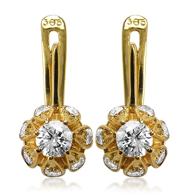 Russian Style Diamond Earrings 14k E1105