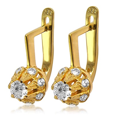 Russian Style Diamond Earrings 14k E1105