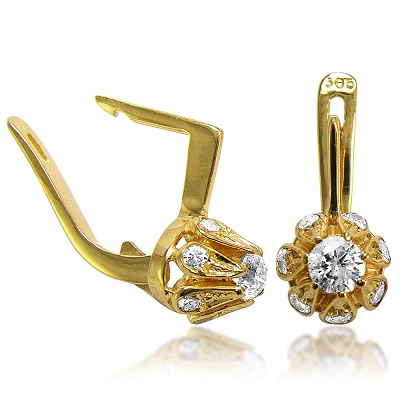 Russian Style Diamond Earrings 14k E1105
