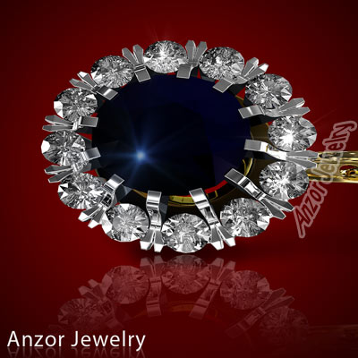 Russian Style Sapphire & Diamond Earrings 585 E1102