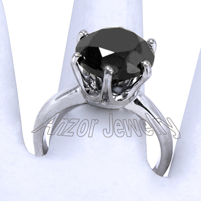 14K White Gold Black Diamond Ring R1672