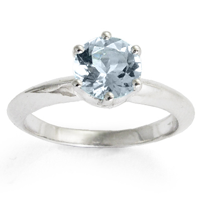 925 Silver Six-Prong Knife Edge Aquamarine Ring R1685