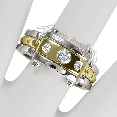 Men's Platinum & 18k Gold Burnish Set Diamond Ring R1668 Men's Platinum & 18k Gold Burnish Set Diamond Ring R1668