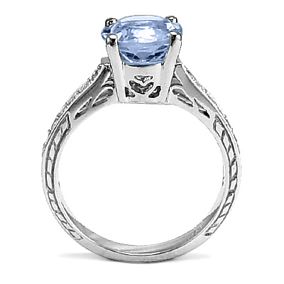 10K White Gold Aquamarine Diamond Ring R1674