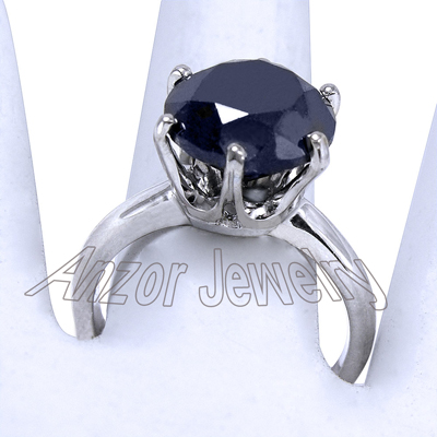 14K White Gold Blue Sapphire Ring R1673