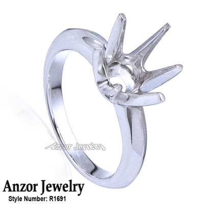 Six-Prong Knife Edge Ring Mounting 14K R1691