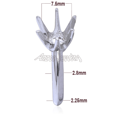 Six-Prong Knife Edge Ring Mounting 14K R1691