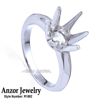 Six-Prong Knife Edge Ring Mounting 18K R1692