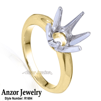 Six-Prong Knife Edge Ring Mounting 14K R1694