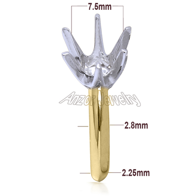 Six-Prong Knife Edge Ring Mounting 14K R1694