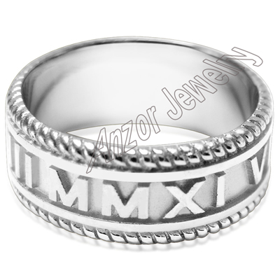 Men's 14k Gold Roman Design Numeros Ring R1678 Men's 14k Gold Roman Design Numeros Ring R1678