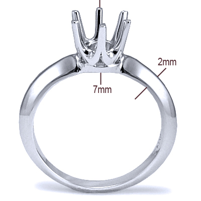 925 Silver Six-Prong Knife Edge Ring Mounting R1684