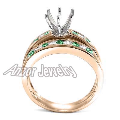 18k Diamond Tsavorite Engagement Ring Bridal Set R1689