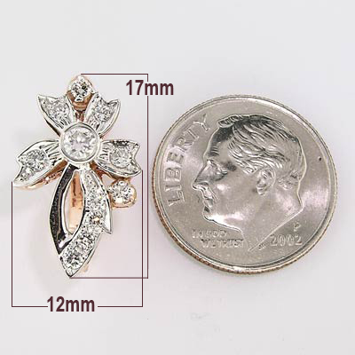 14k Rose & White Gold Diamond Fleur de Lis Earring E1117