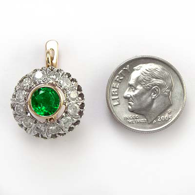 Russian Style Diamond & Emerald Earrings 585 E1120