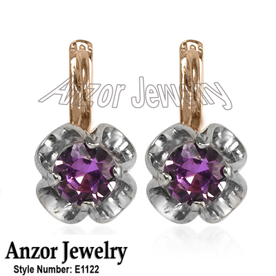 Russian Style Created Alexandrite Earrings 585 E1122