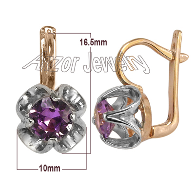 Russian Style Created Alexandrite Earrings 585 E1122