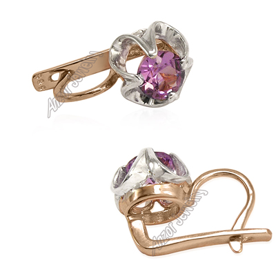 Russian Style Created Alexandrite Earrings 585 E1122