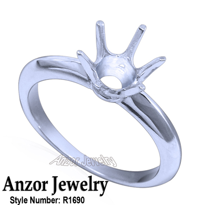 Six-Prong Knife Edge Ring Mounting 14K R1690