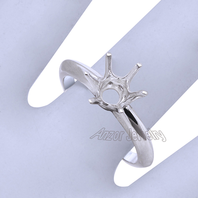 Six-Prong Knife Edge Ring Mounting 14K R1690