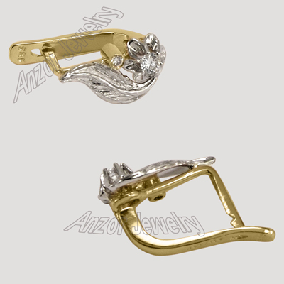 Russian Style Diamond Earrings 14k 585 E1115 Russian Style Diamond Earrings 14k 585 E1115