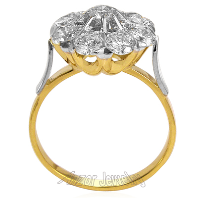 Russian Style 14k Yellow & White Gold Diamond Ring R1701
