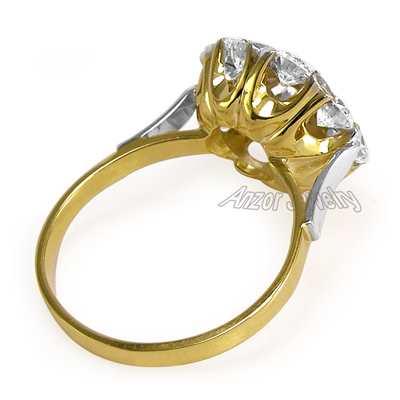 Russian Style 14k Yellow & White Gold Diamond Ring R1701