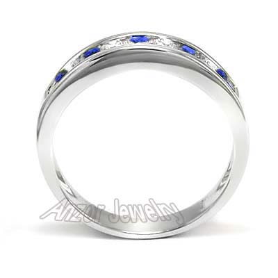 Channel Set Round Diamond and Sapphire Ring 18k R1710 Channel Set Round Diamond and Sapphire Ring 18k R1710