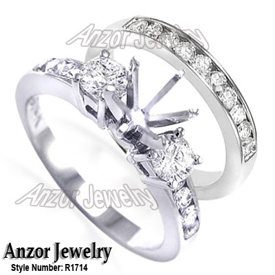 950 Platinum Diamond Engagement Ring Set R1714