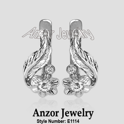 For Children and Adult  Diamond Earrings 14k 585 E1114