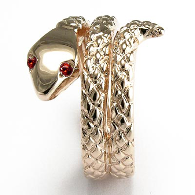 14k Twisted Serpent Rhodolite Garnet Men's Ring #R1730 