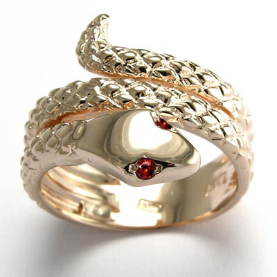 14k Twisted Serpent Rhodolite Garnet Ring R1731