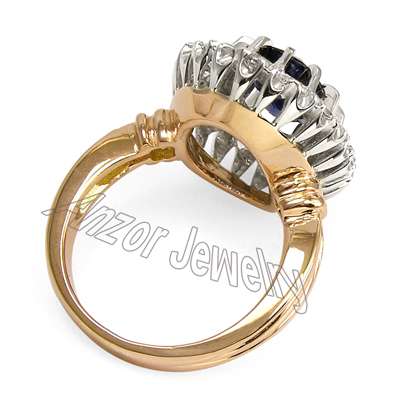 Russian Style Sapphire Diamond Ring 18K R1732
