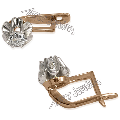 Russian Style Diamond Earrings 585 E1131 Russian Style Diamond Earrings 585 E1131