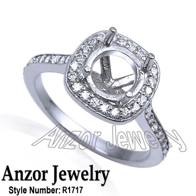 Pave Diamond setting ring in 18k gold R1717